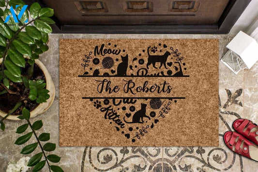 Cat Meow Kitten Heart Custom Doormat