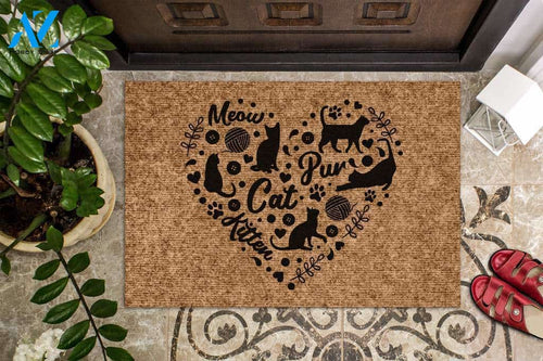 Cat Meow Purr Kitten Heart Doormat | Welcome Mat | House Warming Gift