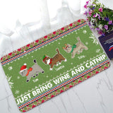 Cat Mom Just Bring Wine And Catnip Personalized Christmas Doormat