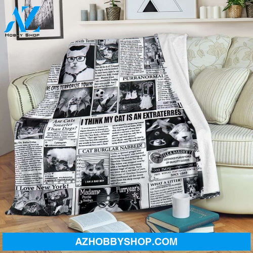 Cat Newspaper Flecee Blanket Best Friend Gifts