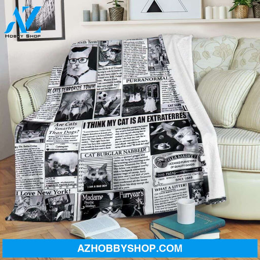 Cat Newspaper Flecee Blanket Best Friend Gifts