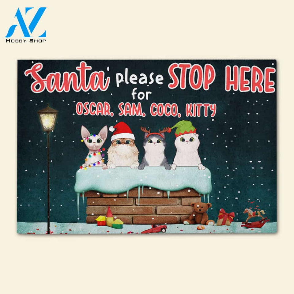 Cat Please Stop Here - Personalized Doormat - Gifts for Cat Lovers - Cats on The Chimney