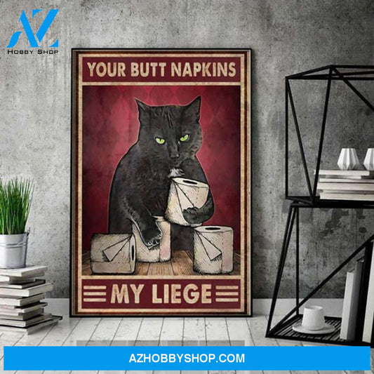 Cat Poster, Vintage Poster, Funny Bathroom Canvas And Poster, Wall Decor Visual Art