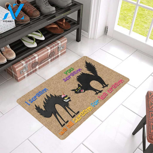 Cat Scream For Ice Cream Doormat | Welcome Mat | House Warming Gift