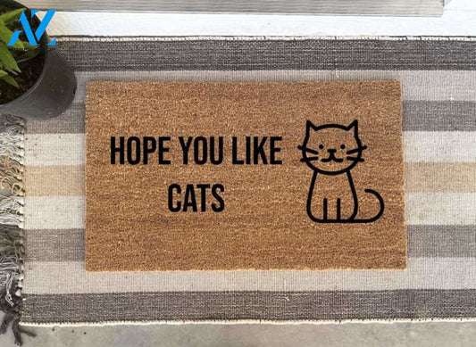 Cat Silhouette - Hope You Like Cats Doormat Welcome Mat House Warming Gift Home Decor Gift for Dog Lovers Funny Doormat Gift Idea