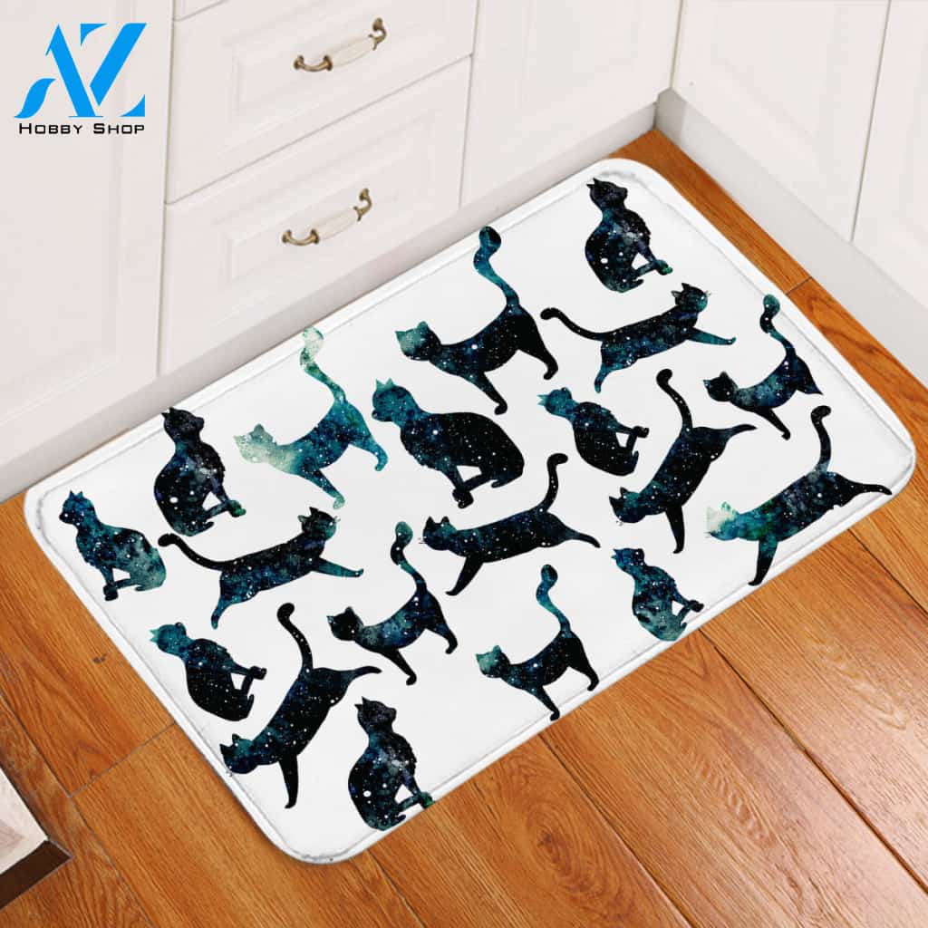 Cat Space White Door Mat