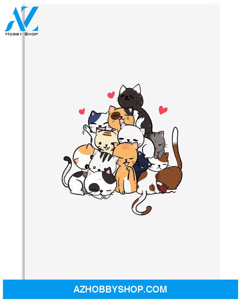 Cat stack up , cat art love poster