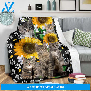 Cat Sunflower Paws Blanket Gift For Cat Lovers Birthday Gift Home Decor Bedding Couch Sofa Soft and Comfy Cozy