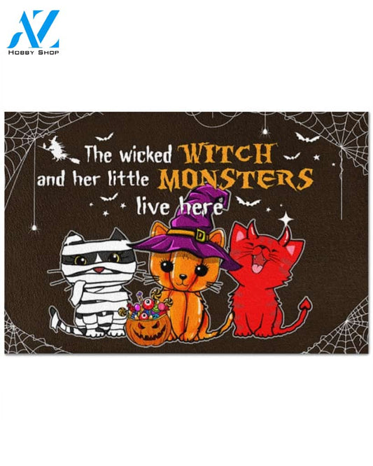 Cat The Wicked Witch Live Here Doormat Funny Indoor And Outdoor Doormat Warm House Gift Welcome Mat Home Decor Classroom Decor Gift For Halloween