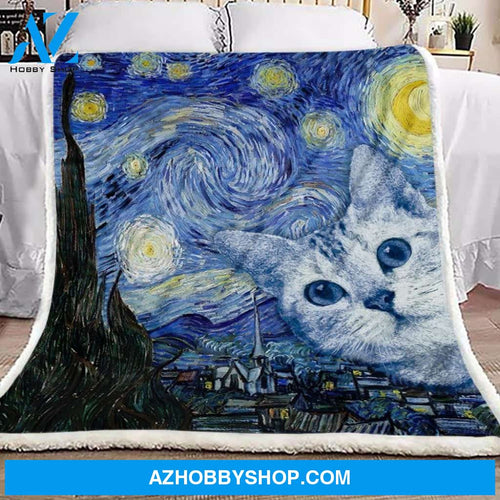 Cat Vango Style Fleece Blanket