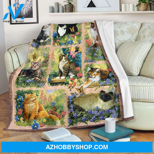 Cat watercolor Fleece Blanket
