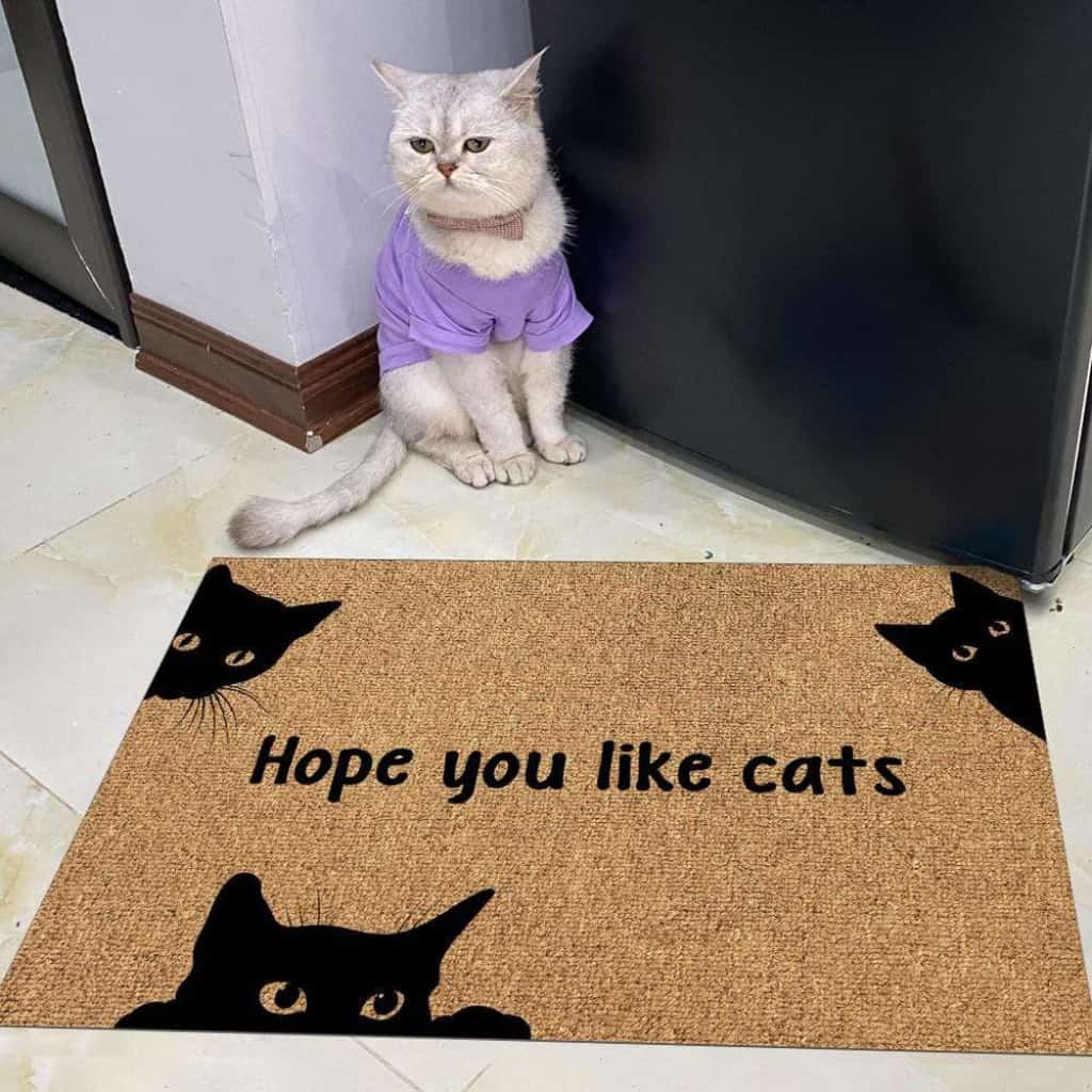 Cat Welcome Doormat, Gift Ideas For Cat Lovers, Housewarming Gift
