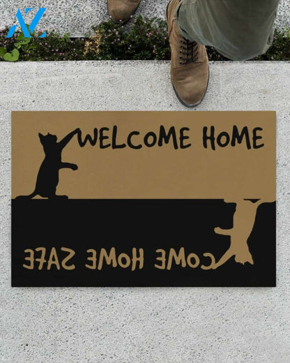 Cat Welcome Home Come Home Safe Funny Indoor And Outdoor Doormat Gift For Cat Lovers Birthday Gift Decor Warm House Gift Welcome Mat