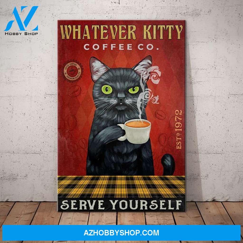 Cat Whatever Kitty Coffee Co - Matte Canvas, Gift for you, gift for him, gift for her, gift for cat lover