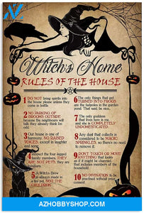 Cat Witch Home Rules Of The House Poster Canvas Wall Decor Visual Art