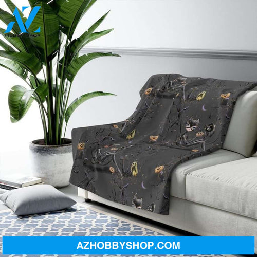 Cat Woman Fleece Blanket Witches Halloween Gift, Halloween Decor