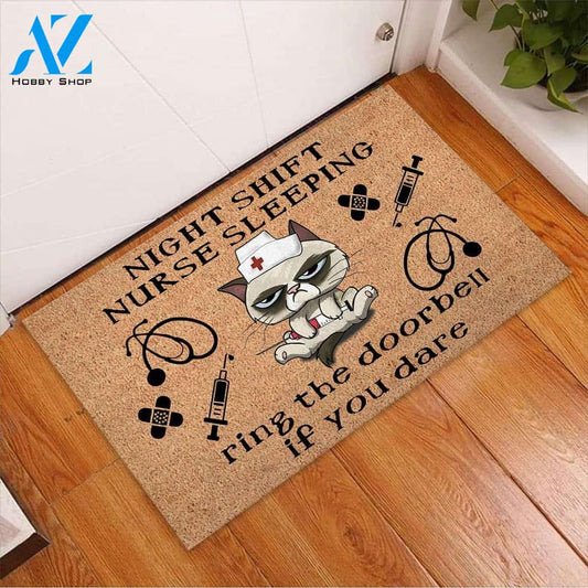 Cat x Nurse Ring The Doorbell If You Dare Doormat