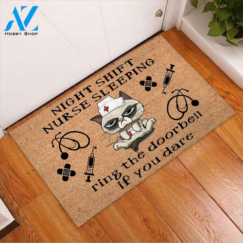 Cat x Nurse Ring The Doorbell If You Dare Doormat | Welcome Mat | House Warming Gift