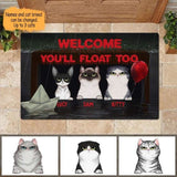 Cat You'll Float Too Personalized Halloween Doormat