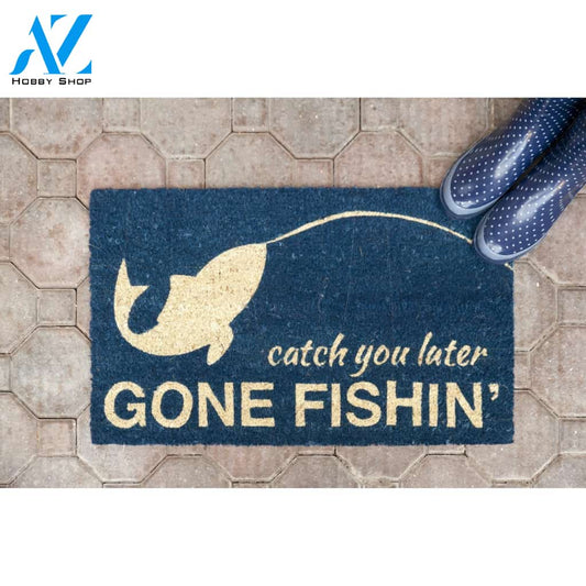 Personalized Name Family House Catch You Later Gone Fishing Doormat Welcome Mat Housewarming Gift Home Decor Funny Doormat Gift For Fising Lovers Gift For Friend