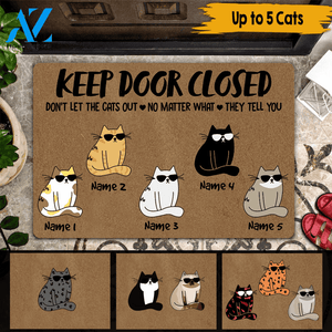Cats Custom Doormat Keep Door Closed Don't Let The Cats Out Personalized Gift | WELCOME MAT | HOUSE WARMING GIFT