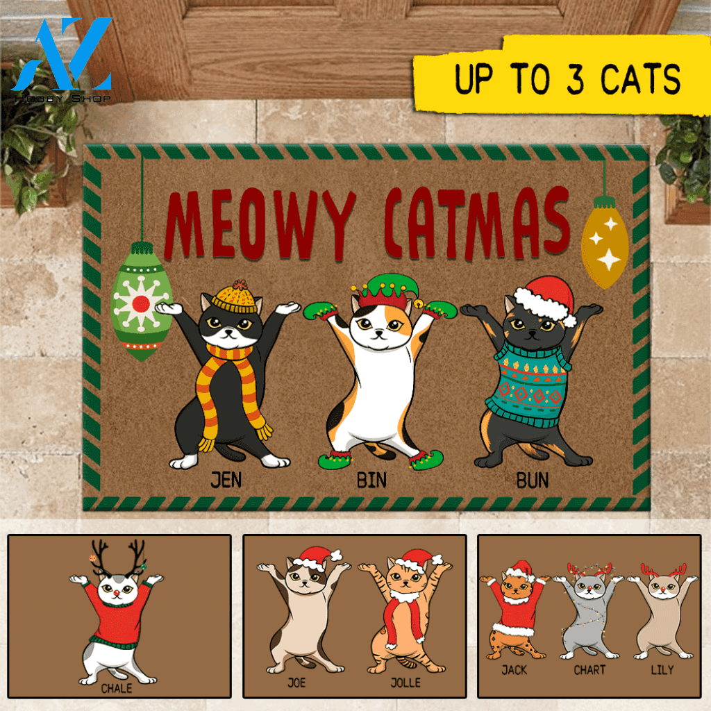 Cats Doormat Customized Meowy Catmas | WELCOME MAT | HOUSE WARMING GIFT