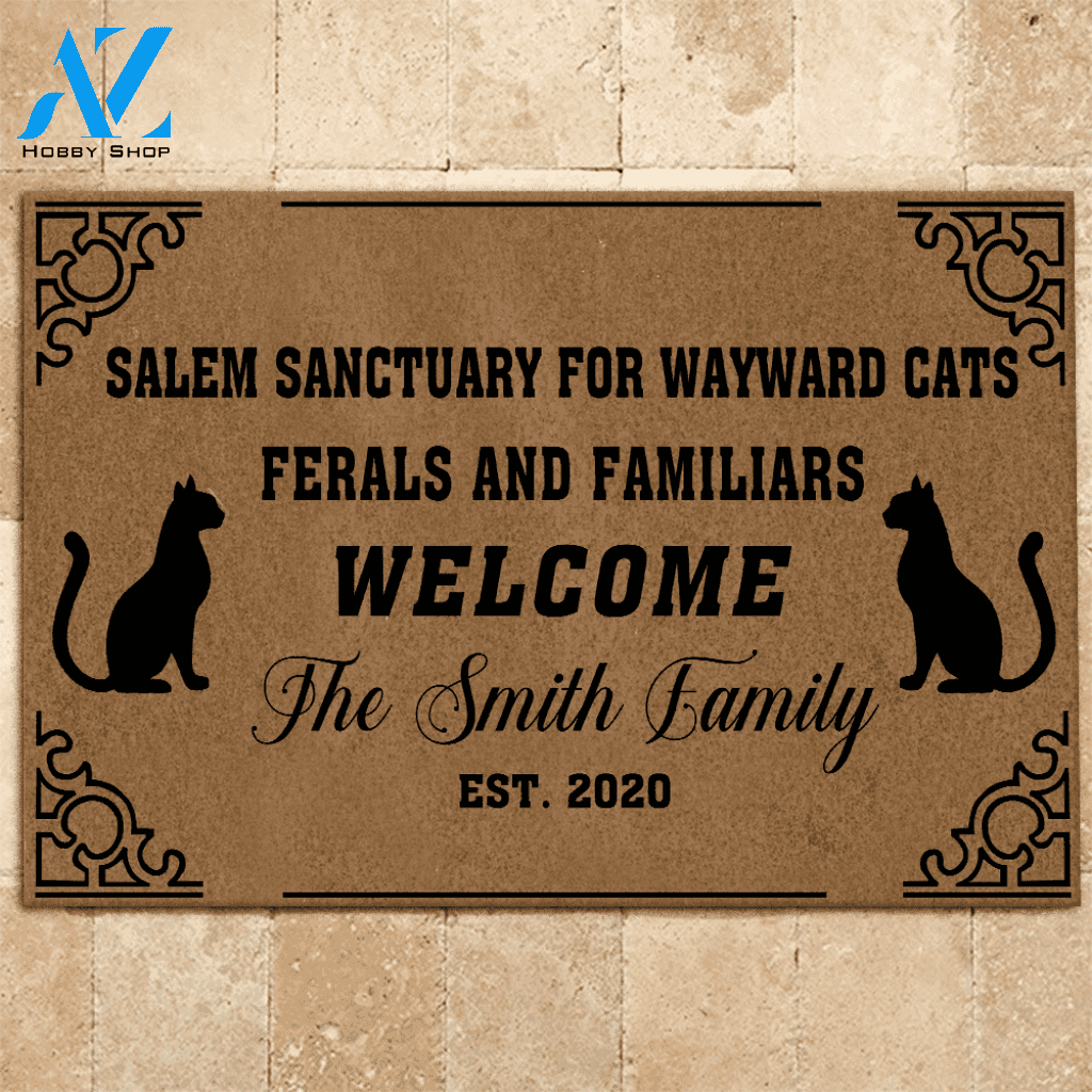 Cats Doormat Customized Name and Year Salem Sanctuary For Wayward | Welcome Mat | House Warming Gift