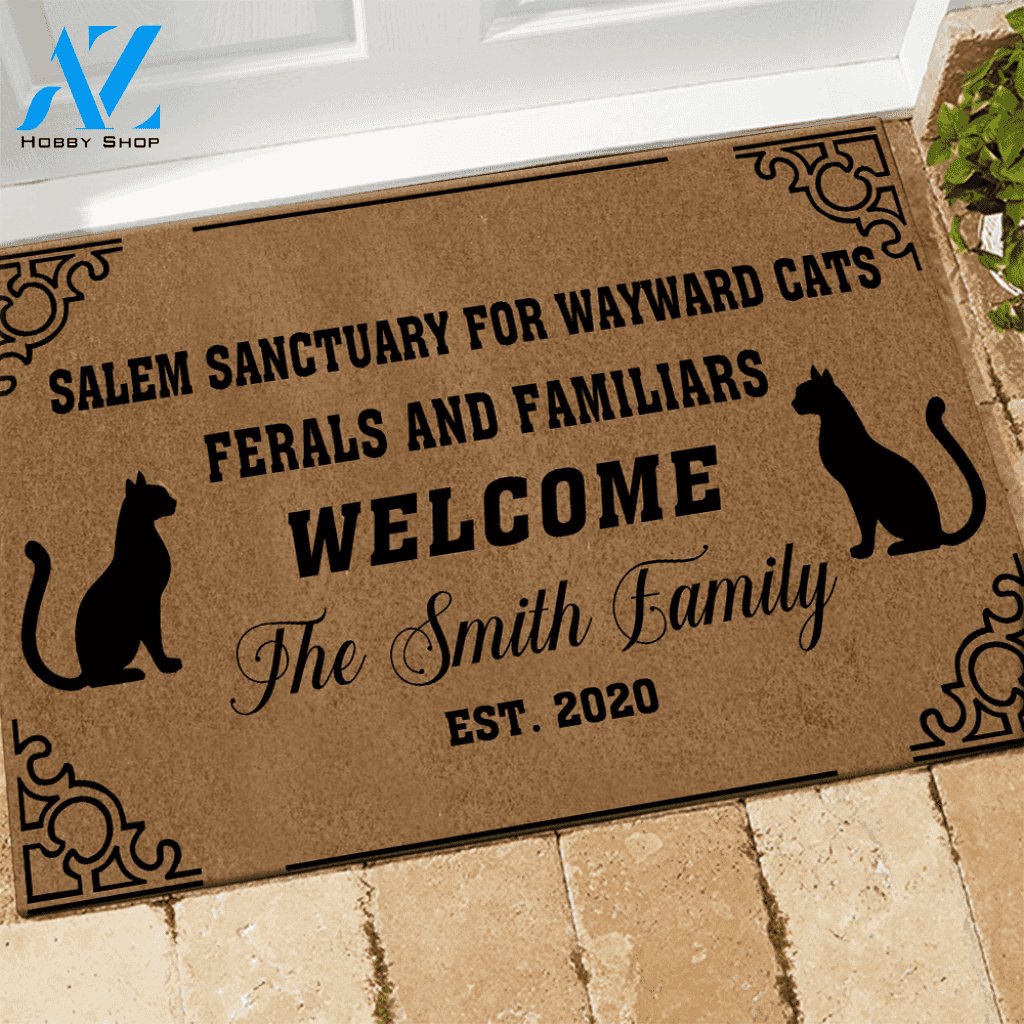 Cats Doormat Customized Name and Year Salem Sanctuary For Wayward | Welcome Mat | House Warming Gift