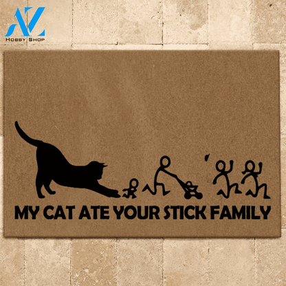Cats Doormat My Cat Ate Your Stick Family | Welcome Mat | House Warming Gift