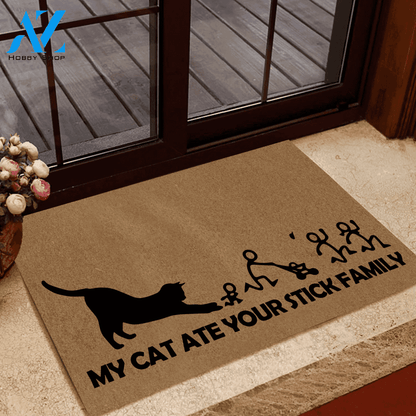 Cats Doormat My Cat Ate Your Stick Family | Welcome Mat | House Warming Gift