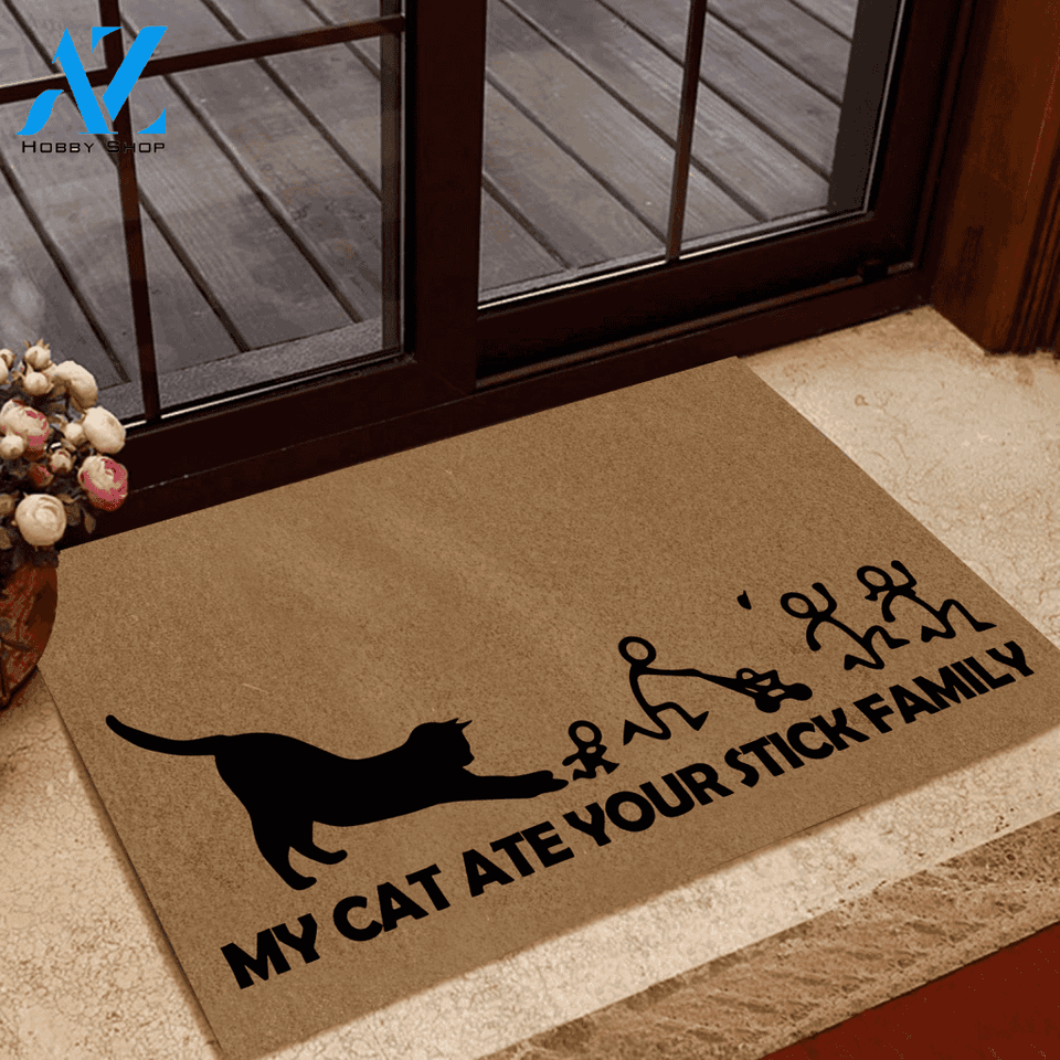 Cats Doormat My Cat Ate Your Stick Family | Welcome Mat | House Warming Gift