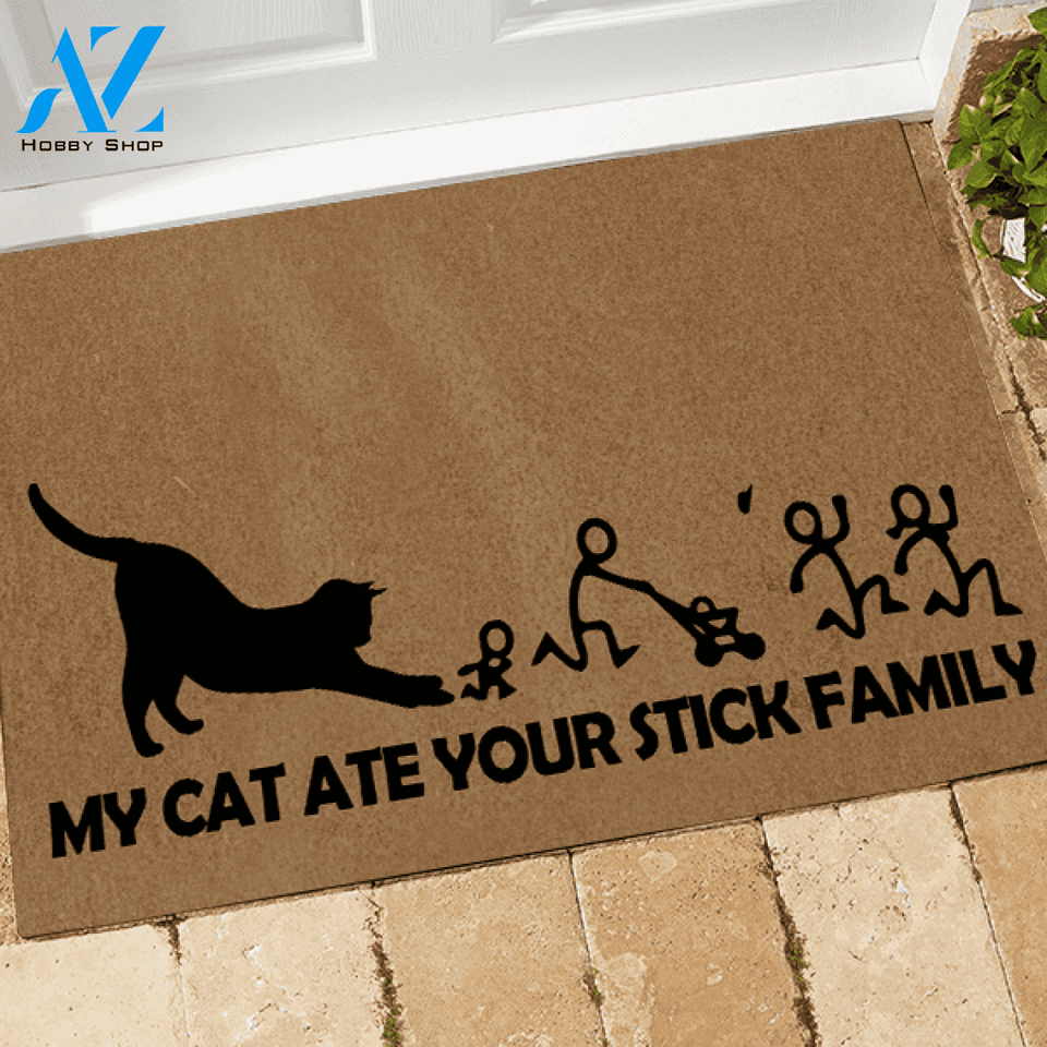 Cats Doormat My Cat Ate Your Stick Family | Welcome Mat | House Warming Gift