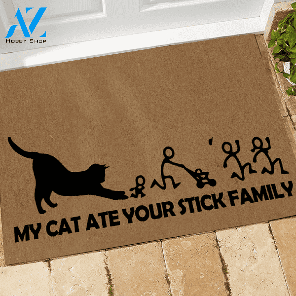Cats Doormat My Cat Ate Your Stick Family | Welcome Mat | House Warming Gift