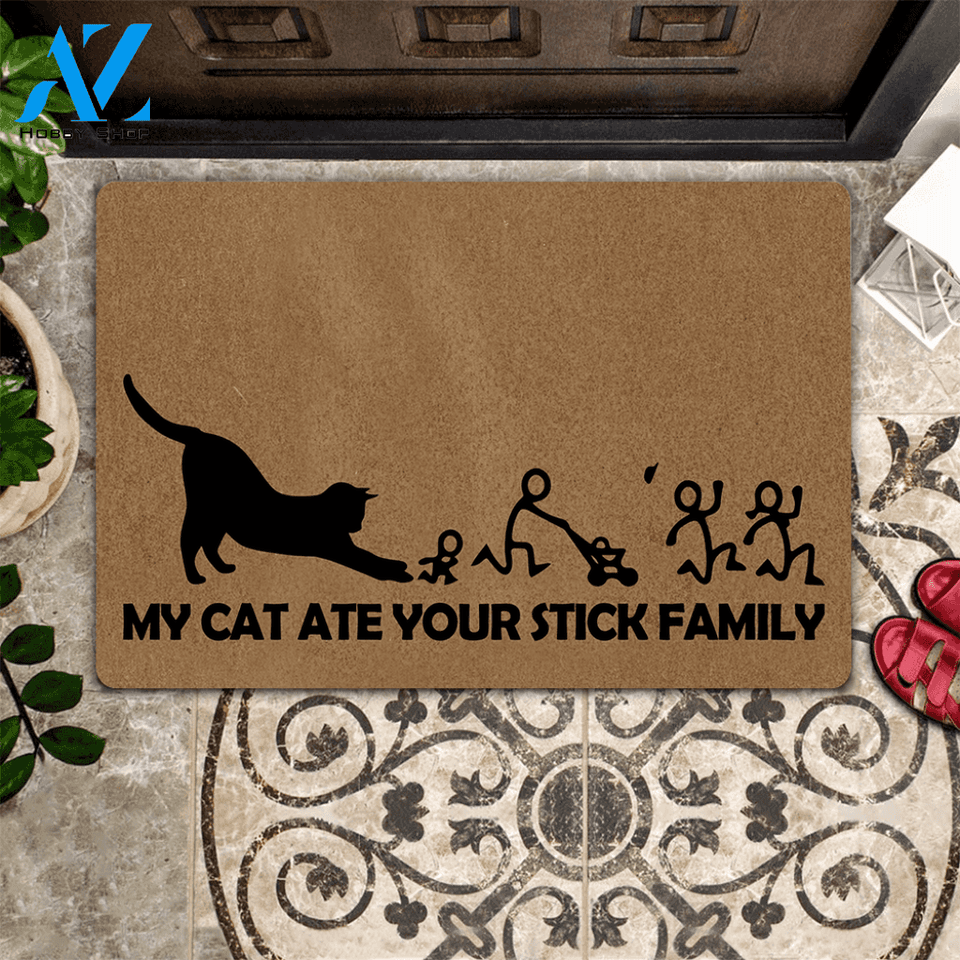 Cats Doormat My Cat Ate Your Stick Family | Welcome Mat | House Warming Gift