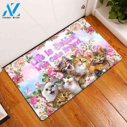 Cats Easy Clean Welcome DoorMat | Felt And Rubber | DO2078