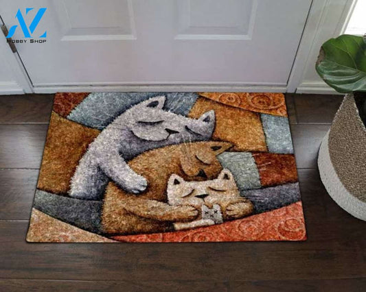 Cats Family Marble Wall Housewarming Gift Family Welcome Mat Custom Funny Doormat Welcome Mat House Warming Gift Home Decor Gift for Cat Lovers Funny Doormat Gift Idea