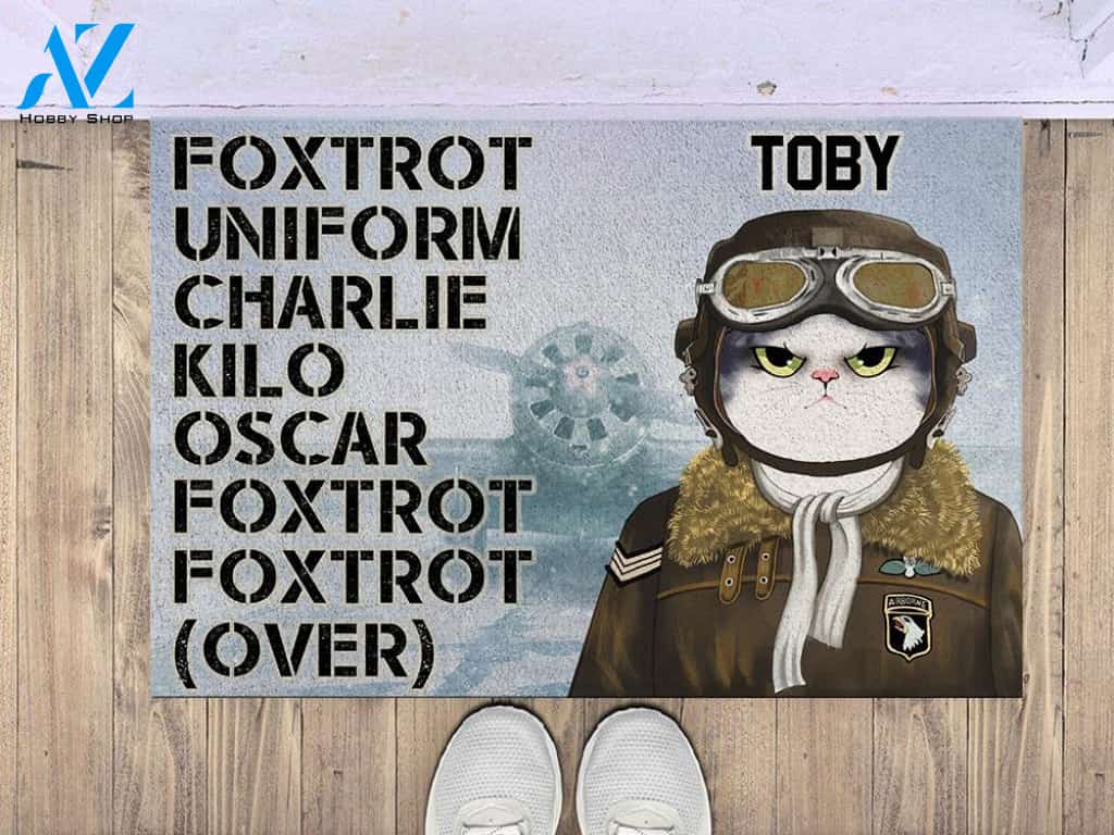 Cats Foxtrot Uniform Personalized Doormat | Welcome Mat | House Warming Gift