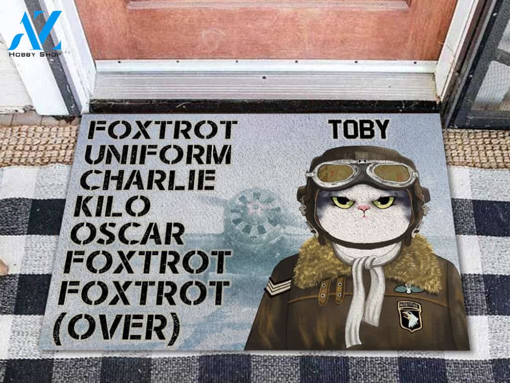 Cats Foxtrot Uniform Personalized Doormat | Welcome Mat | House Warming Gift