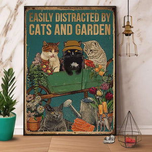 Cats & Garden Easily Distracted By Cats And Garden Paper Poster No Frame Matte Canvas Wall Decor