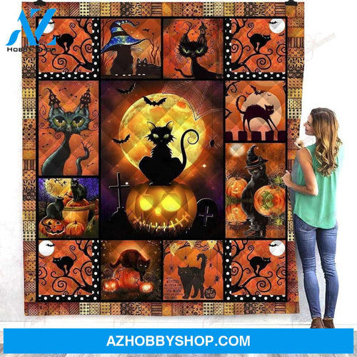 CATS HALLOWEEN Fleece Blankets, Halloween Blanket, Halloween Throw Blanket, Halloween Fleece Blanket