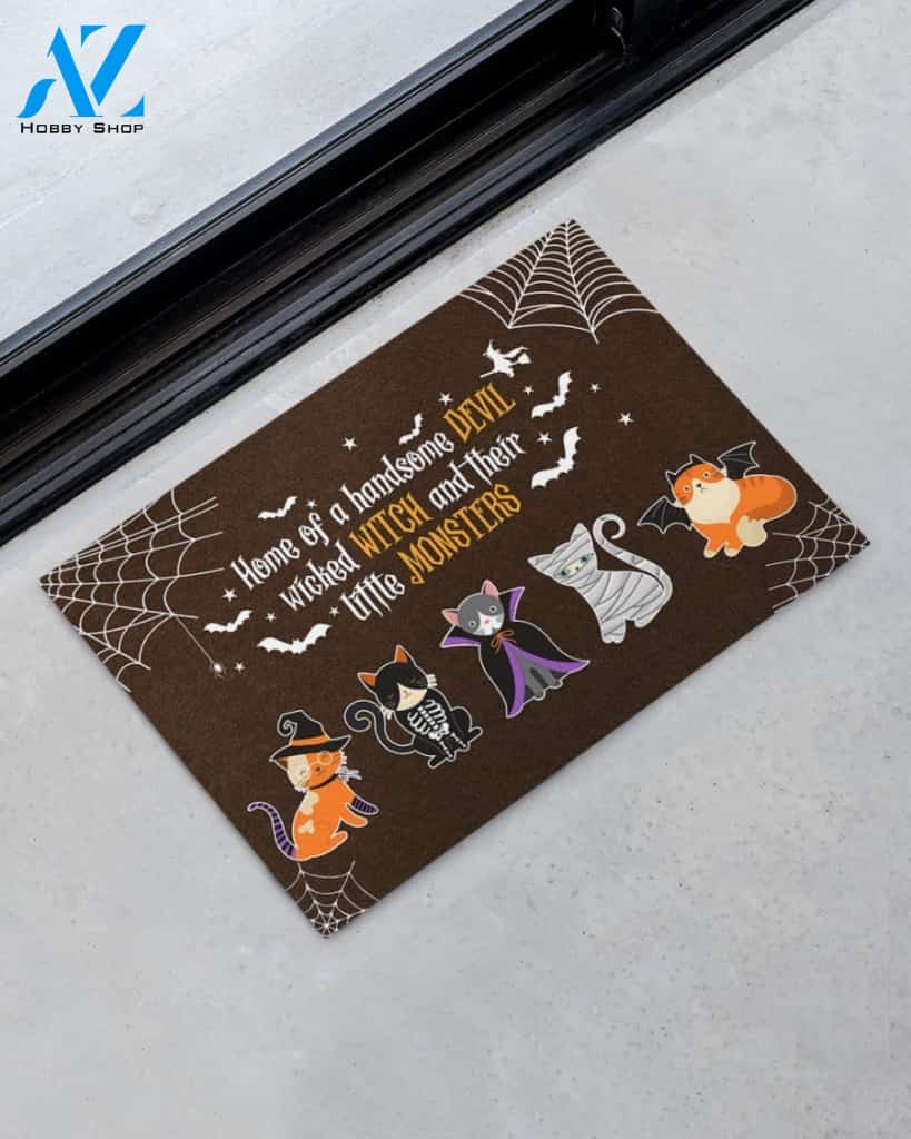 Cats Home Of The Witch Doormat Halloween Doormat Cat Doormat, Gift For Friend Family Halloween Decor Warm House Gift Welcome Mat