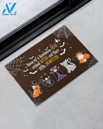 Cats Home Of The Witch Doormat Halloween Doormat Cat Doormat, Gift For Friend Family Halloween Decor Warm House Gift Welcome Mat