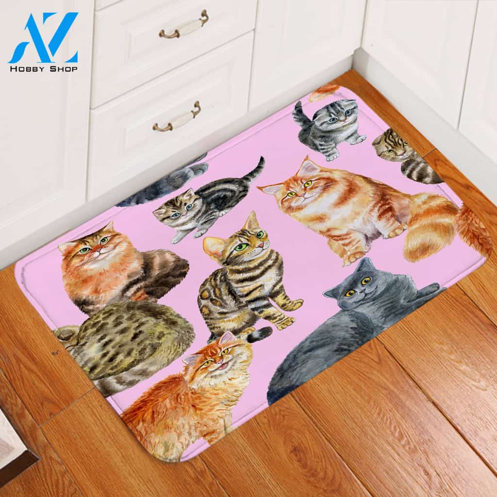 Cats Pink Door Mat