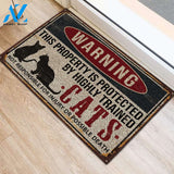 Cats Warning This Property Is Protected Doormat | Welcome Mat | House Warming Gift