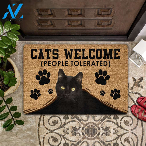 Cats Welcome (People Tolerated) Welcome Mat Housewarming Gift Home Decor Gift For Cat Lovers Funny Doormat