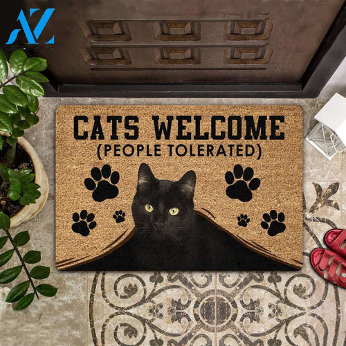 CATS WELCOME (PEOPLE TOLERATED) COIR PATTERN ALL OVER PRINTING DOORMAT | Welcome Mat | House Warming Gift