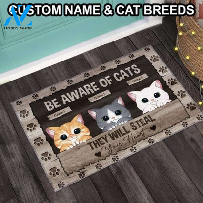 Cats Will Steal Your Heart Customized Doormat | Welcome Mat | House Warming Gift