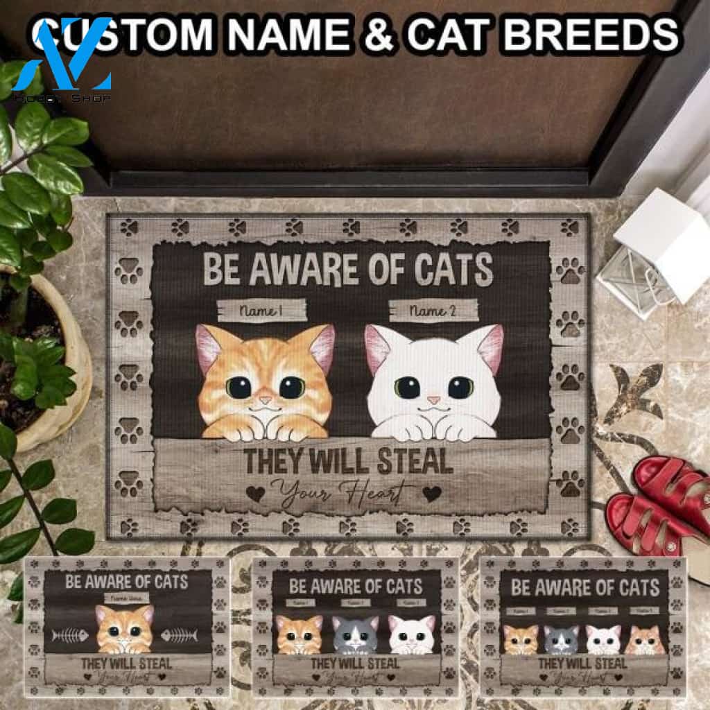 Cats Will Steal Your Heart Customized Doormat | Welcome Mat | House Warming Gift