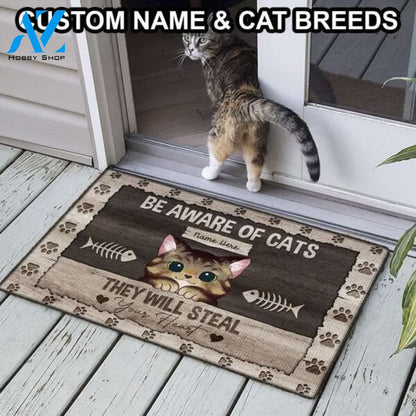 Cats Will Steal Your Heart Customized Doormat | Welcome Mat | House Warming Gift