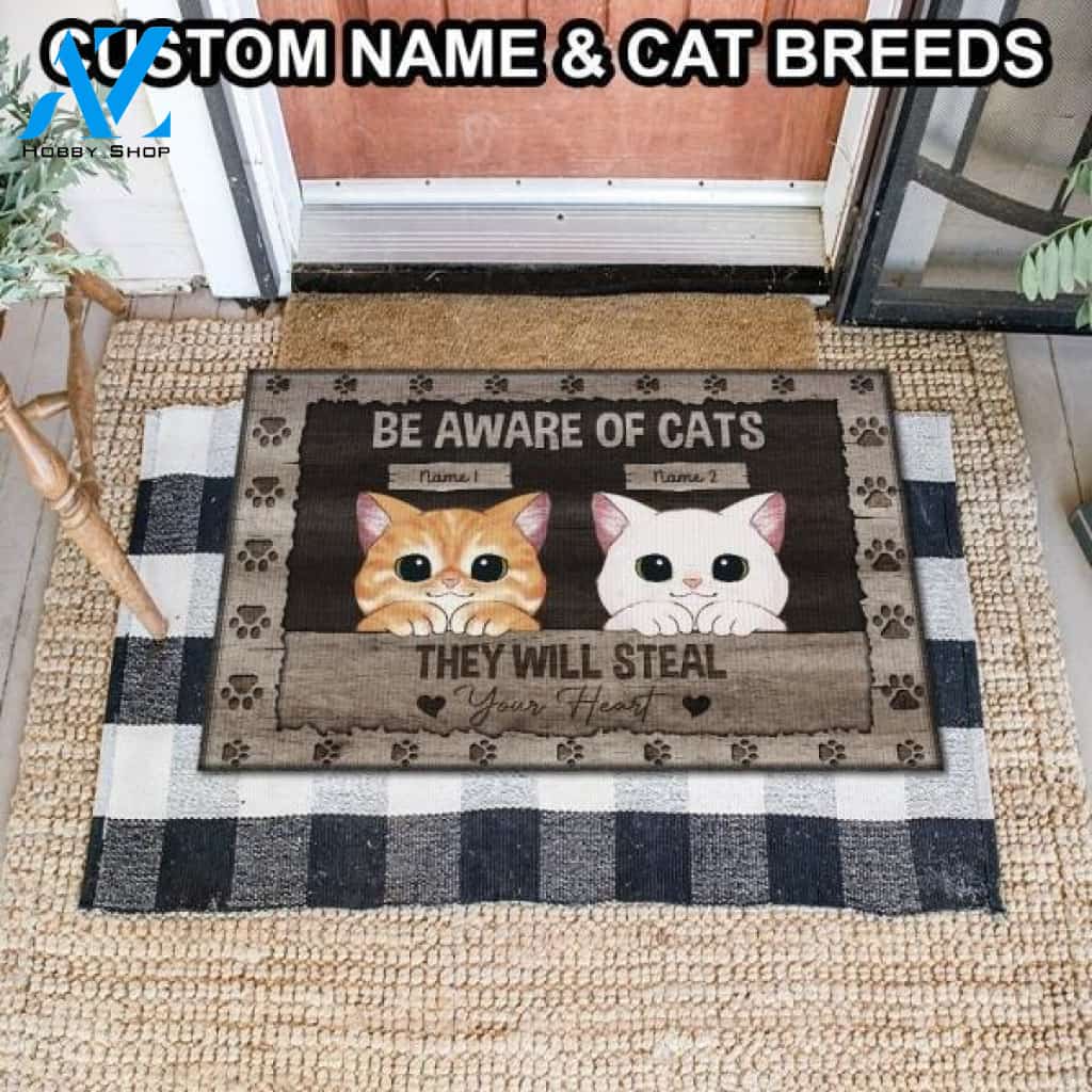 Cats Will Steal Your Heart Customized Doormat | Welcome Mat | House Warming Gift